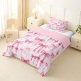 thumbnail image 2 of spefrowx Watercolor Pink Bow Twin Comforter Sets for Girls, Pink Stripe Lines Bedding Set, Pink Reversible, 2 Pieces, 1 Comforter and 1 Pillowcase, 2 of 6