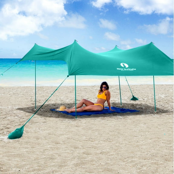 Red Suricata Turquoise Family Beach Sun Shade Canopy Tent Sunshade with sand anchors