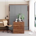 thumbnail image 4 of Newest Full Size Murphy Bed with Foldable Desk – Space Saving Wall Bed - Walnut & Gray, 4 of 9