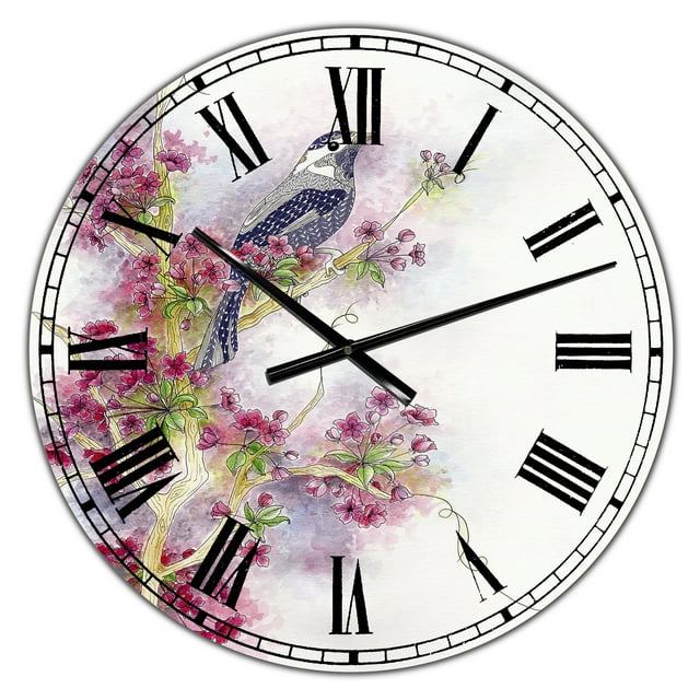 DesignArt Horloge Murale Grande Journée des Fleurs de Cerisier