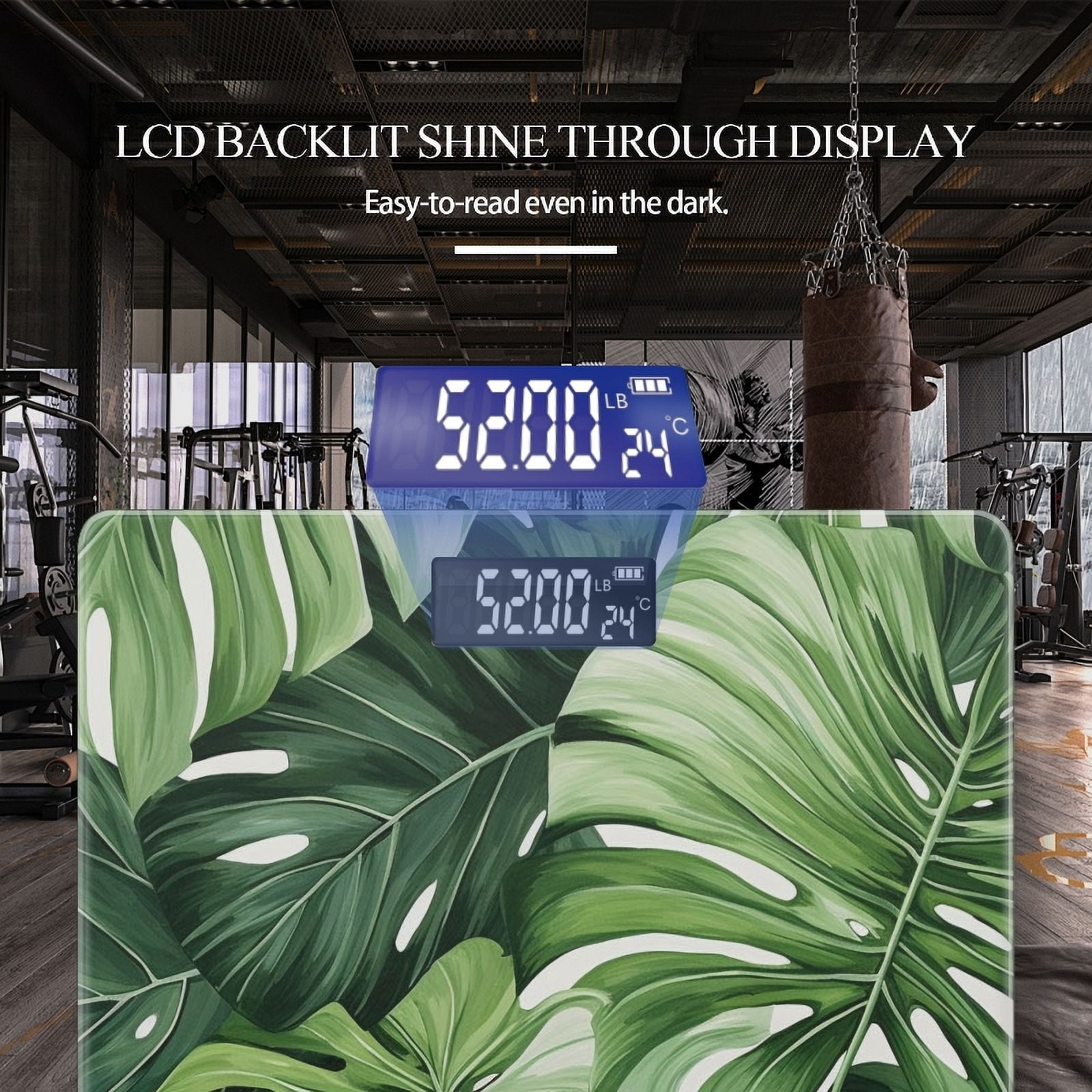 High Precision Body Weight Scale Smart Bathroom Scales with Large LCD Display(400lbs),Decorative for Bedroom-Gentle Oil Painting Of Large Leaves
