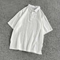 thumbnail image 2 of Betivan Men's Linen Top Solid Color Breathable Lightweight Half-Button Turndown Collar Short Sleeve Blouse Spring Summer Fashion Casual Loose Daily Beach Outdoor Leisure Street, 2 of 6