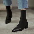 thumbnail image 4 of NECHOLOGY Botas Mujer Adulto Femenino Zapatos Botines de mujer Zapatos de mujer Stovepipe calcetines elásticos botas tacón grueso conjunto transpirable puntiagudo TToe botas (Black, 7), 4 of 6