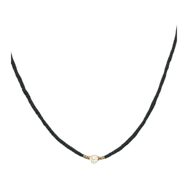 Collar Qarigey con colgante de perlas negro para mujer