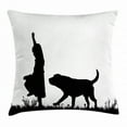 thumbnail image 1 of Labrador Throw Pillow Cushion Cover, Silhouette of Little Girl with Dog Walking in the Park Pet Care Love Theme, Decorative Square Accent Pillow Case, 24 X 24 Inches, Black and White, by Ambesonne, 1 of 2