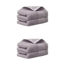 Unique Bargains 4pcs Bathroom Plaid Pattern Hand Towels Comfort Towel Purple
