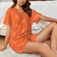 thumbnail image 4 of Wukai Orange lightning Women's Pajama Set - Short-Sleeve Top and Shorts with Elastic Waistband and Pockets for Loungewear, Yoga, and Casual Wear-4X-Large, 4 of 6