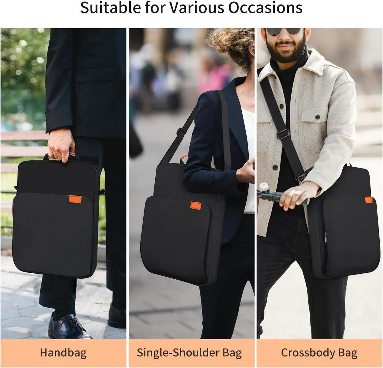 13 - 14 Inch Laptop Shoulder Bag Carrying Case for Macbook Air 13" M4 M3 M2 A3420 A3113/ MacBook Pro 14 M4 M3 M2 M1/ 13" iPad Pro M4/ iPad Air M3 M2 2025, Vertical Laptop Sleeve Handbag