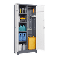 thumbnail image 2 of Tcbosik Metal Storage Cabinet with Lock, Garage Storage Cabinet with Hanging Rod & Adjustable Shelves, Locking Tool Cabinet Utility Closet with Pegboard and Towel Holder, White, 2 of 10