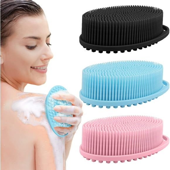 SURJDE 3 Pack Silicone Body Scrubber, Exfoliating Body Scrubber, Soft Silicone Loofah, Body Scrubber Fit for Sensitive and All Kinds of Skin, Clean and Sanitary, Rapid Foaming