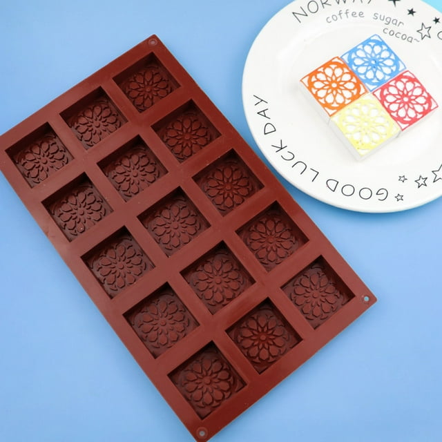 Juego de Moldes de Silicona para Barras de Chocolate - Molde Rectangular de 15 Cavidades para Hornear Dulces y Barras de Proteína | Bandeja Flexible de 28 X 16 Cm, Apta para Uso Alimentario, Apta par
