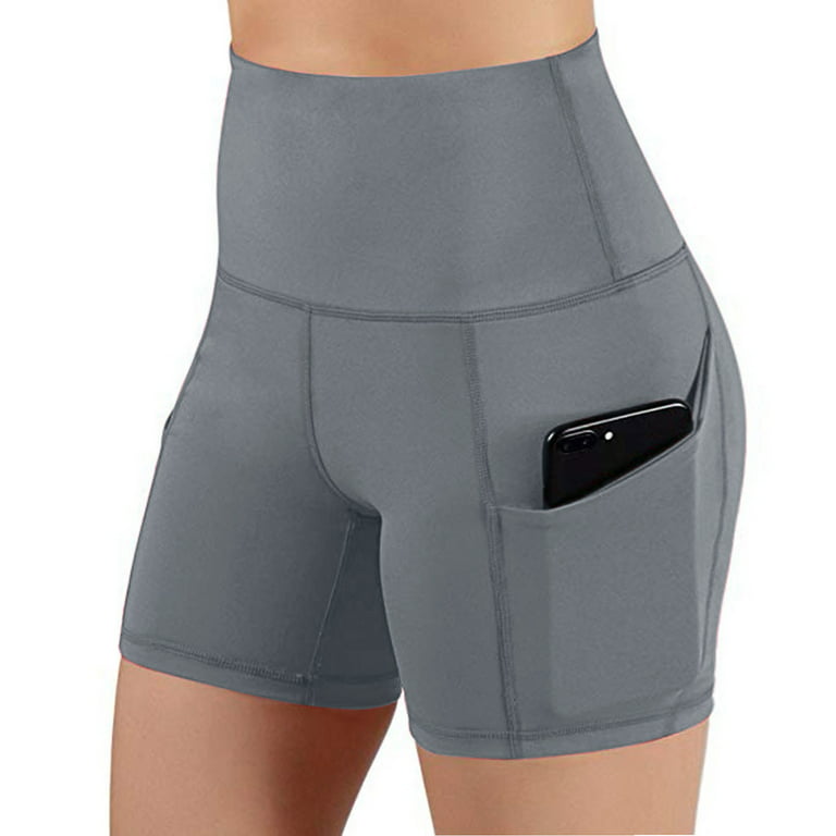 Biker Shorts for Women with Pockets - High Waist Tummy Control Bike Shorts  for Gym Workout Athletic Running Yoga Shorts Spandex Running Side Pockets 