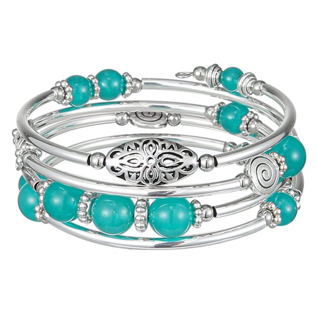 Fulu Autumn Pulseras Apilables Con Cuentas Para Mujer Boho Wrap Pulsera De Plata En Capas Joyería De Moda Regalos Para Ella (17-Verde Mar)