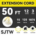 thumbnail image 3 of EP 50 Ft 12/3 SJTW Outdoor/Indoor Extension Cord with 3 Electrical Power Outlets, Lighted End Heavy Duty Yellow Extension Cable, UL Listed, 3 of 5