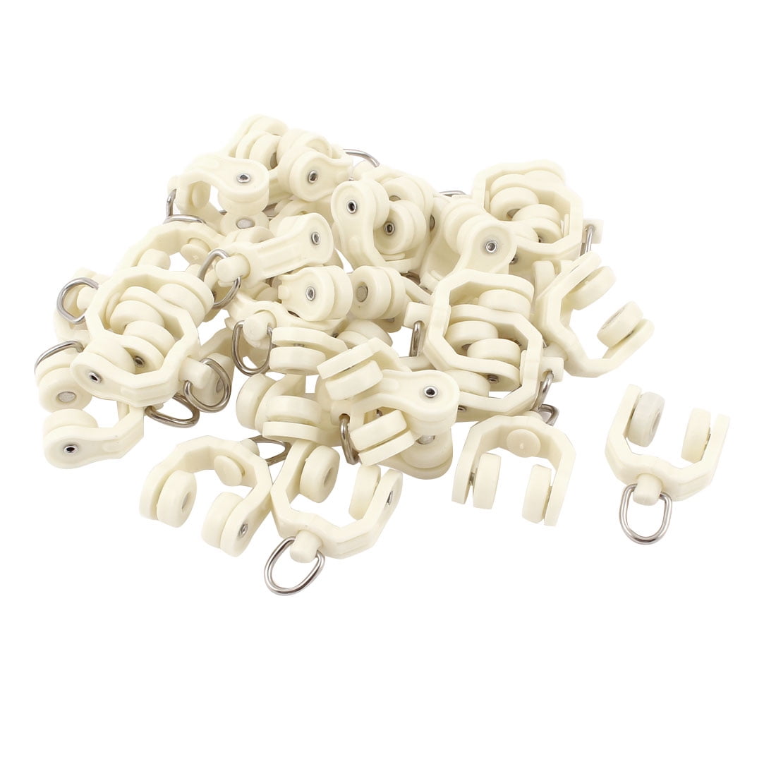 30pcs Plastic 10mm Dia Wheel Swivel Ring Curtain Track Rail Rollers