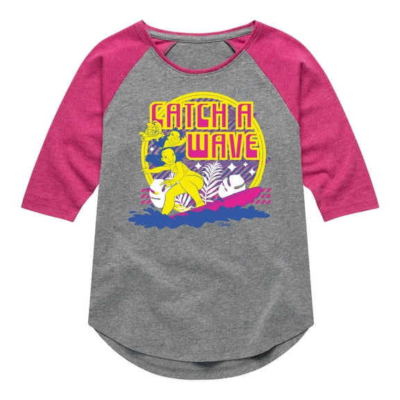 Disney - Lilo & Stitch - Catch A Wave - Toddler & Youth Girls Raglan Graphic T-Shirt
