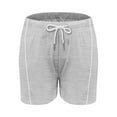 thumbnail image 6 of SAFUNY Women's Drawstring Striped Athletic Shorts Elastic Waist Pocketed Workout Bottoms Gray L, 6 of 7
