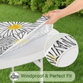 thumbnail image 5 of White Daisy Flower Black Lines Pattern Round Fitted Tablecloth with Elastic Edge,Dining Table Cover Waterproof,Outdoor Round Tablecloth for Camping,Dining,Indoor and Outdoor, 5 of 7