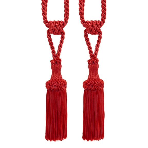 DECOPRO Decorative Chainette Curtain Tassel Tieback, Tassel Length 5" (12.5cm), Spread 30" (76cm) # STB, Cherry Red #E6 (Bright Red) Set of 2