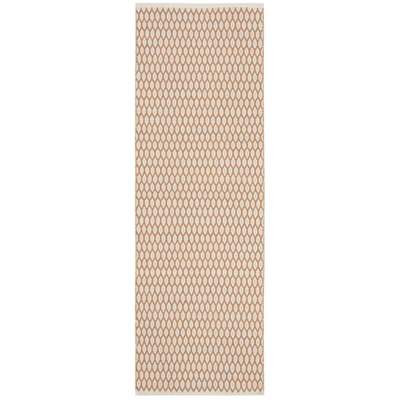 SAFAVIEH Montauk Crystal Geometric Cotton Runner Rug, Orange/Ivory, 2'3" x 8'