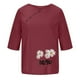 thumbnail image 4 of Blusas de Manga Corta para las Mujeres Impresas Cuello Redondo Camiseta Casual, Blusa de Algodón de Imitación para las Mujeres, 4 of 4