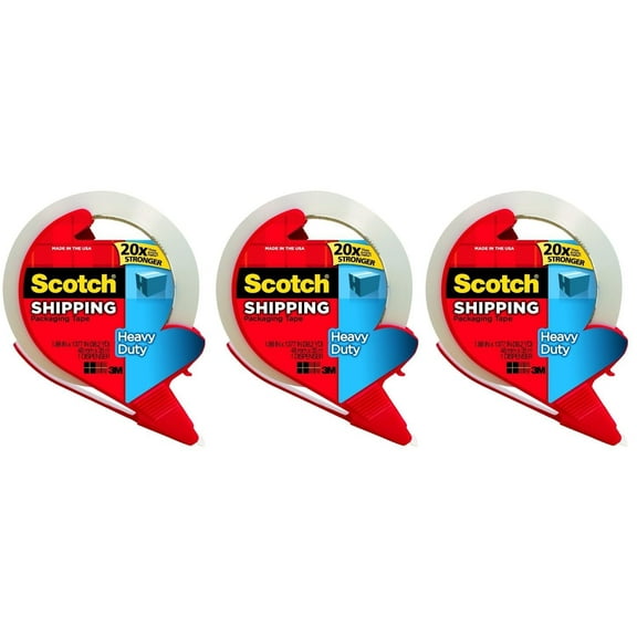 Scotch Super Strength Packaging Tape, 1.88 Inch x 38.2 Yards [3850S-RD] Clear Pack of 3 Rolls