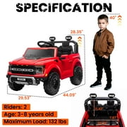 Conchico Licensed Ford F-150 24V 2 Seater Kids Powered Ride-On Cars with Remote & Durable Wheels, Red