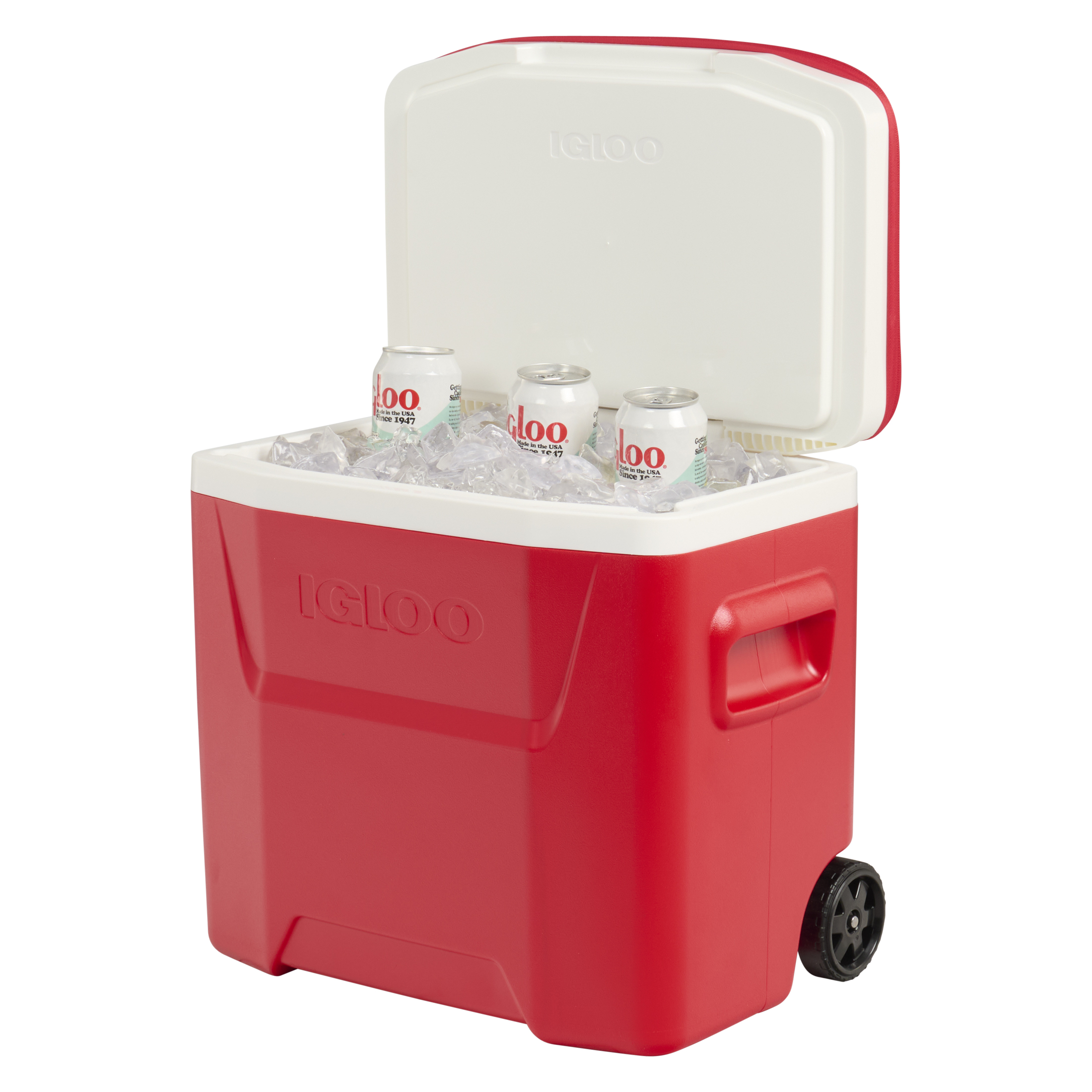 Igloo Laguna 28 QT Hard-Sided Cooler with Telescoping Handle, Red