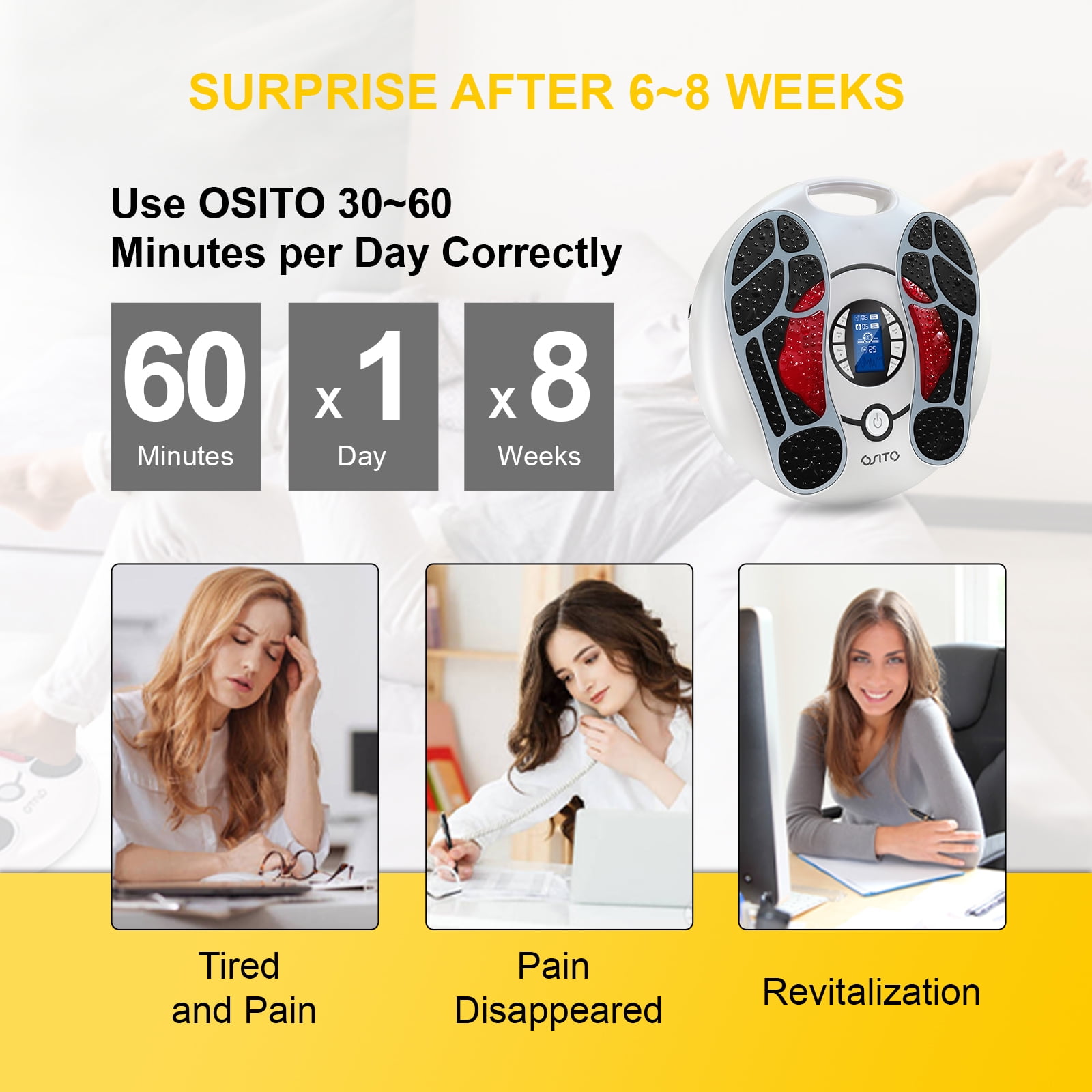 OSITO EMS Foot Massager for Neuropathy, Foot Massager Circulation Stimulator, Foot Massager for Circulation and Pain Relief, 25 Modes 99 Intensities, Ideal for Women/Men