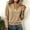 Khaki, variant on Women's Zip Up Henley Neck Sweatshirt Textured Slim Fit Long Sleeve Bomber Jacket with Ribbed Cuffs for Casual Daily Wear and Layering