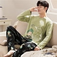 thumbnail image 2 of Pijamas de algodón 100% para parejas y hombres, conjuntos de ropa de dormir para el hogar, con dibujos animados dulces, a la moda, para invierno, 6 estilos, M-5XL, 2 of 4