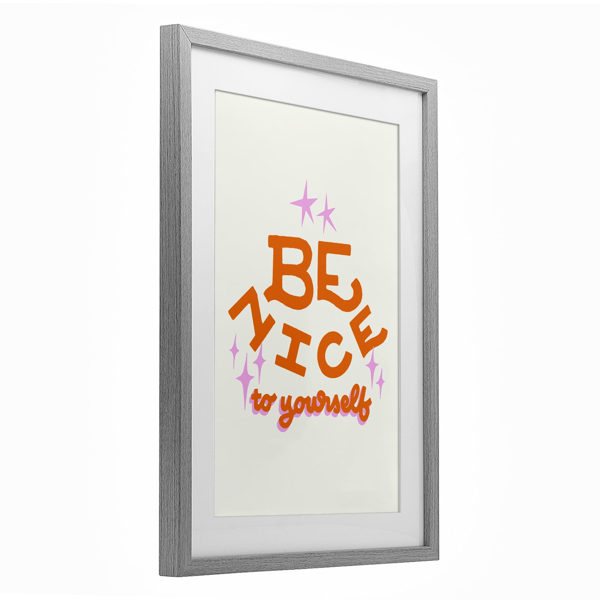 Stupell Industries Be Nice To Yourself Gray Framed Print Under Glass, design by Indira Prieto | IndySign