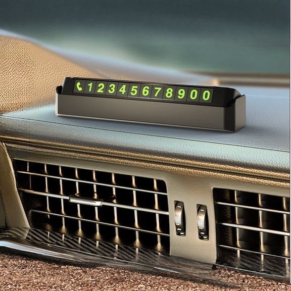 Car Dashboard Temporary Parking Number Plate, Universal Glow Hide Phone Number Plate With Press-To-Change Display, Abs Material For All Car Owners