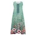thumbnail image 4 of Wycnly Dresses for Women 2025 Summer Loose Comfy Breathable Cotton Linen Casual Swing Tank Long Sundress with Pocket Floral Print Sleeveless Crewneck Maxi Formal Dresses for Women Light Blue s, 4 of 5