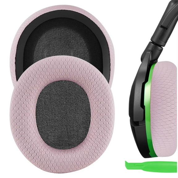 Geekria NOVA Mesh Fabric Replacement Ear Pads for Turtle Beach Stealth 600/ 500/ 400/ 300 Headphones Ear Cushions, Repair Parts (Pink)