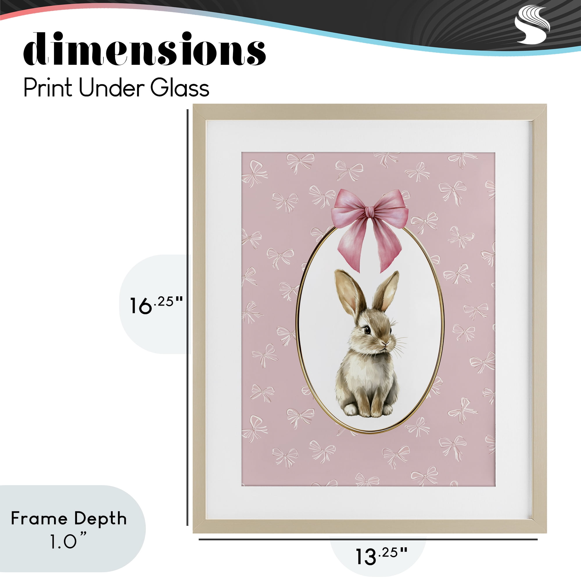 Stupell Industries Ribbon Border Bunny Birch Framed Print Under Glass, design by Christine Simpson Art