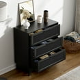 thumbnail image 4 of Eumyviv Mid Century 3-Drawer Chest, Solid Wood MDF Dresser with Black Rattan for Bedroom Living Room, 4 of 12