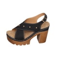 thumbnail image 2 of Domuza Platform Heels For Women Strappy Sandals Fashion Chunky Block High Heeled Dress Sandals Summer Ankle Strap Casual Open Toe Buckle Slingback Sandal Black 8.5（EU-41）, 2 of 4