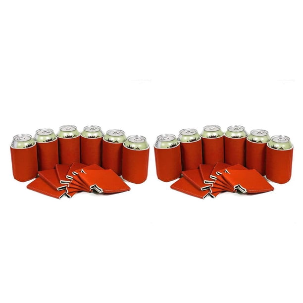 Ounissouiy Enfriador de latas de cerveza en blanco, funda para bebidas suaves, plegable, de neopreno, para fiestas, mangas para bares, soporte Rojo 2piezas