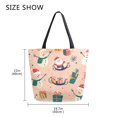 thumbnail image 5 of FORMRS Womens Canvas Tote Bag with Zipper Inner Pocket Shoulder Handbag, Beige Christmas Snowman, 5 of 7