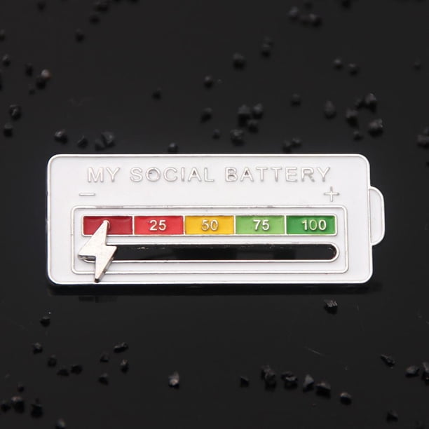 100uds. Social Battery Pin Solapa Pin emocional para todas las ocasiones (Pantalla Power-White)