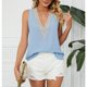thumbnail image 2 of Camiseta sin mangas de guipur informal con cuello en V profundo, camiseta sin mangas con ribete de encaje para mujer, verano, 2 of 8