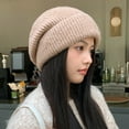 thumbnail image 7 of WREESH Women's Winter Fashion Beanie Knitted Pile Hat With Warm Earmuffs, Woolen Cold Hat Pink, 7 of 7