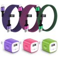 thumbnail image 1 of Compatible for iPhone Charger, 3 Pack Wall Charger Block with 3/6/6FT Charging Cable, USB Charging Block Adapter Plug Box Station with Nylon Braided Fast Charging Cord Compatible for iPhone, Mixed B, 1 of 1
