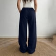 thumbnail image 6 of Womens Straight Wide Leg Pants Solid Color Loose Sweatpants Elastic Waist Drawstring Trousers with Pockets Fall Winter Comfortable Full Length Pants, 6 of 8