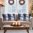 thumbnail image 5 of Outdoor Pillow Covers Waterproof Pillow Cases Protector Xmas Cute Snowman Poinsettia Pillowcase Pack of 2 Winter Berry Snowflake Navy Blue Throw Cushion Case for Pation Furniture,Couch,Sofa, 18x18 in, 5 of 9