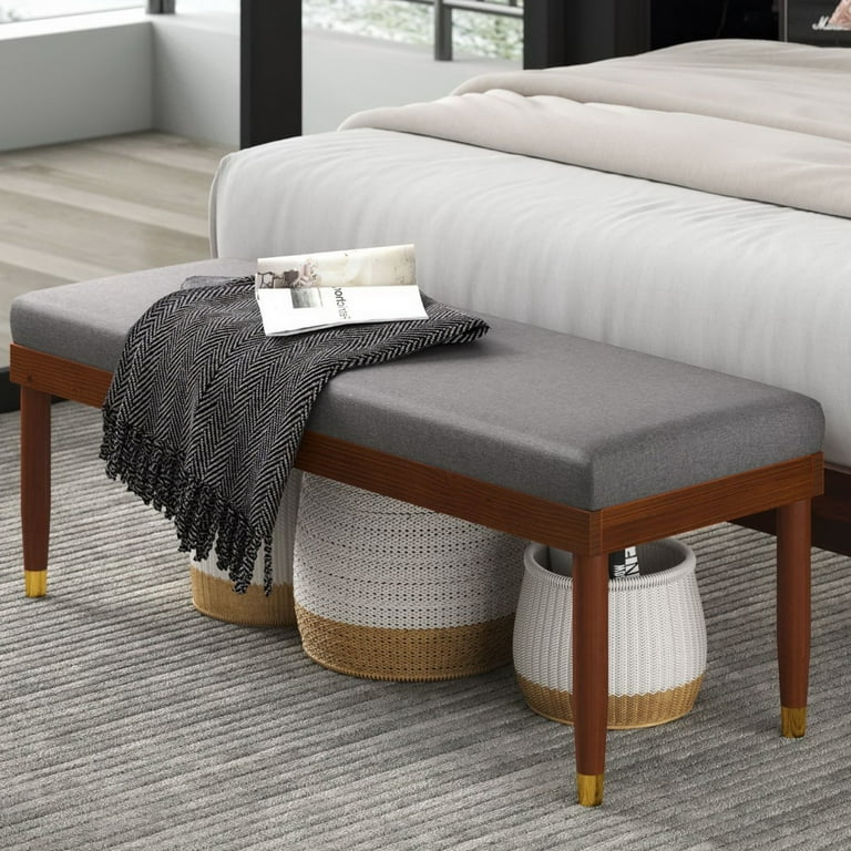 Zinus Raymond Upholstered Bench - Mid-Century Accent