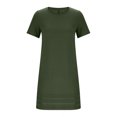 thumbnail image 4 of Robes d'Été Plissées pour Femmes Décontractées en Coton et Lin Robe Midi Tnuic Élégante à Manches Courtes Robe T-Shirt, 4 of 6