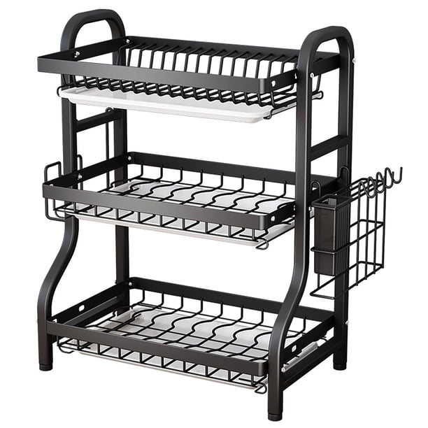 Estante de Almacenamiento Utensilios Cocina, Estante Drenaje tazones y Platos Multifuncional encimera, Cocina multifuncionales para el hogar