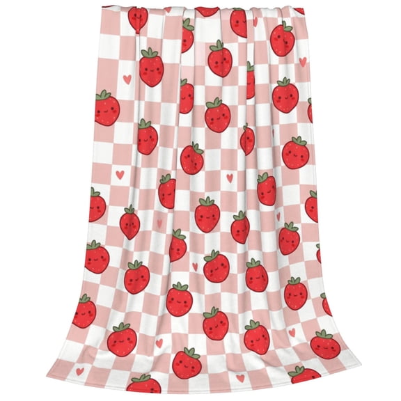 Strawberry Throw Blanket, Ultra Soft Cozy Warm Lightweight Blanket for Couch, Sofa, Bed, Bedroom Decor, Home Gift 50"x40"